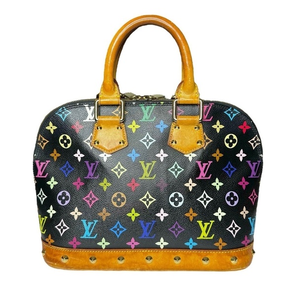 Authentic Louis Vuitton Black Multicolor Murakami Rainbow Alma PM Leather Bag - Picture 5 of 15